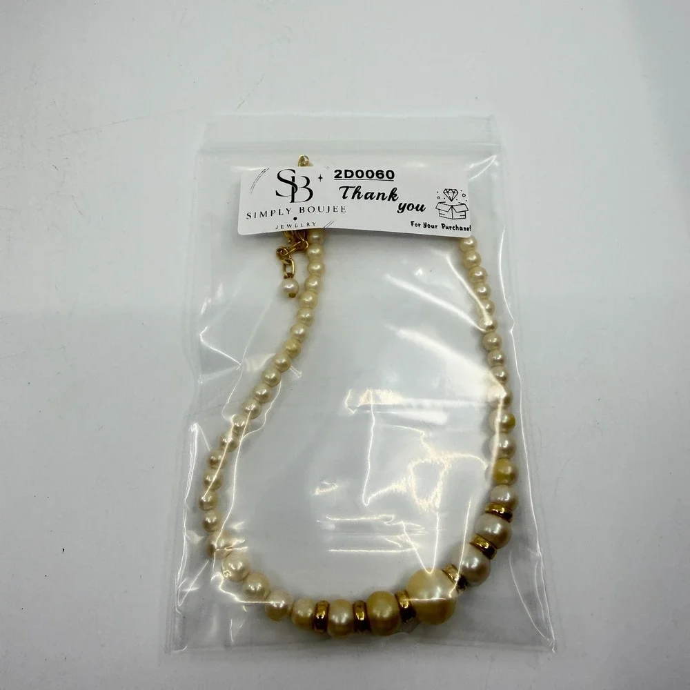 Classic Cream Faux Pearl Necklace with Gold-Tone Accents Statement Jewelry